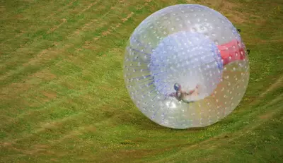 zorbing down a hill