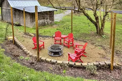 chairs around a fire pit