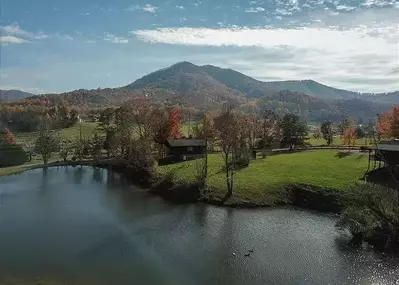 stocked pond at fishing cabin in tennessee