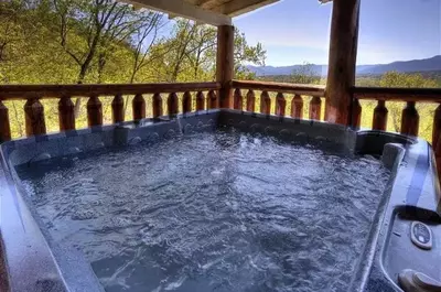 hot tub at secluded cabin