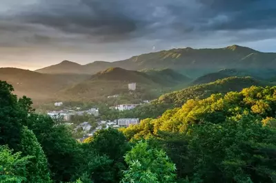 View of the Smoky Mountains and Gatlinburg