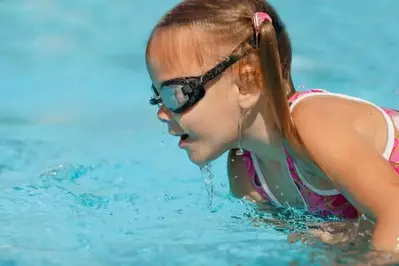 girl swimming at Gatlinburg vacation rentals with pools