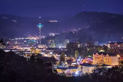 Downtown Galtinburg view at night