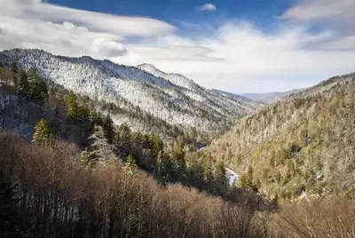 Snow capped mountains in Gatlinburg